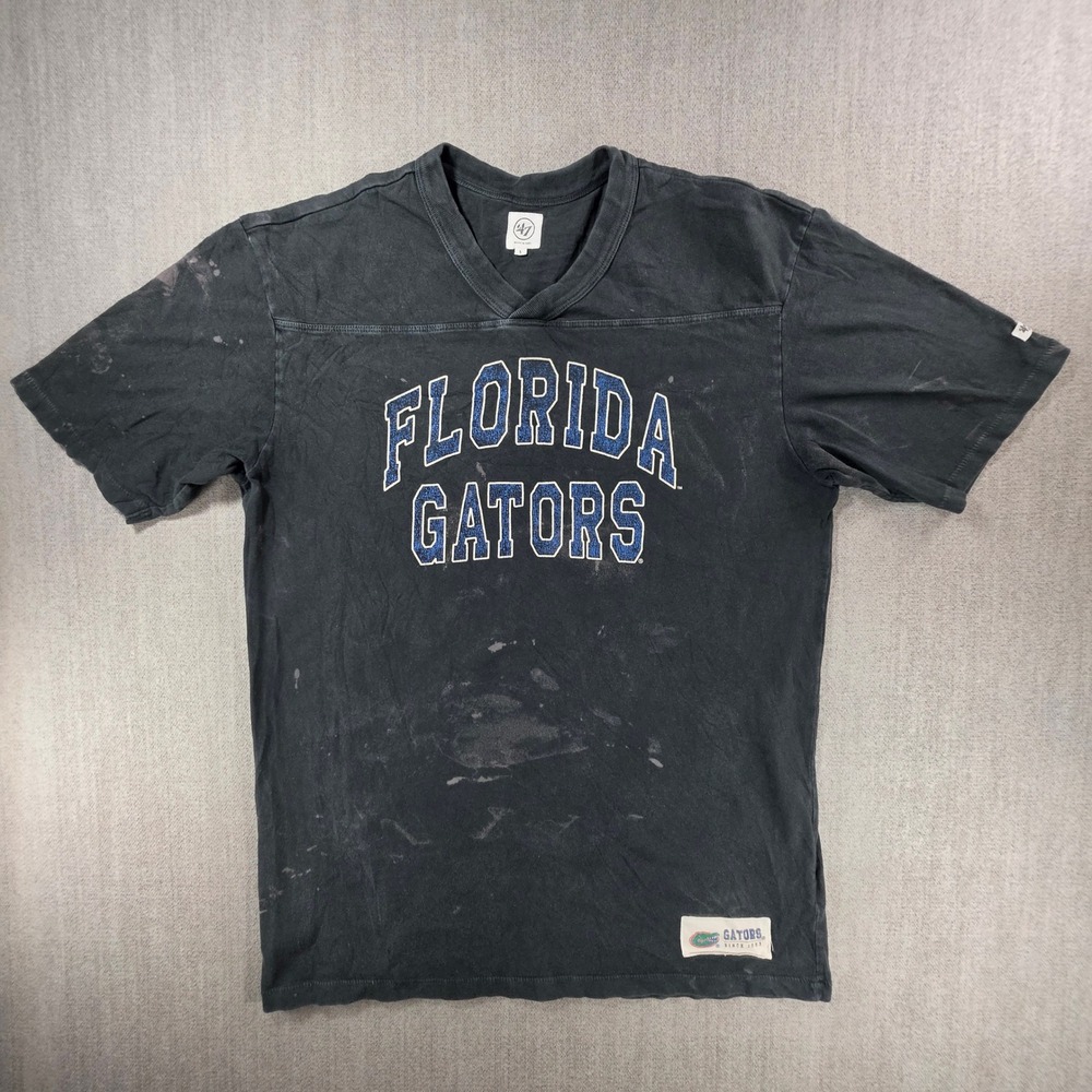 47 Brand Florida Gators T-Shirt Mens Small Black V-Neck Distressed NCAA Football